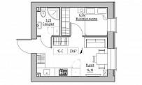 Планировка 1-к квартира площей 23.87м2, KS-023-01/0004.