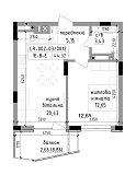 Планировка 1-к квартира площей 44.32м2, LR-002-03/0012.