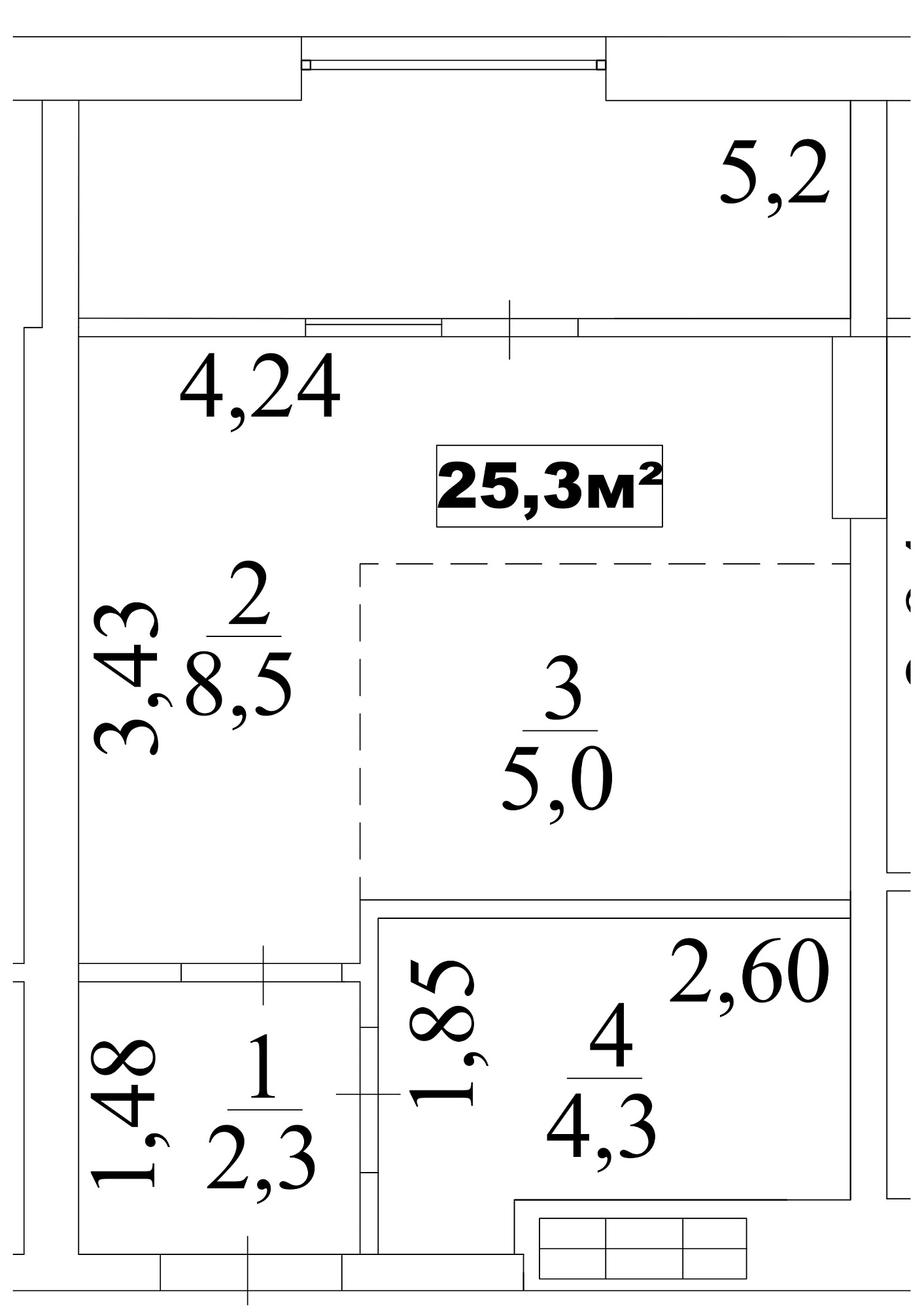 Planning Smart flats area 25.3m2, AB-10-01/0003в.
