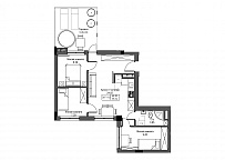 Планування 3-к квартира площею 58.34м2, UM-003-06/0062.