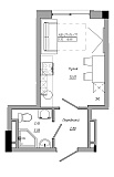 Планування Smart-квартира площею 18.95м2, AB-21-04/00011.