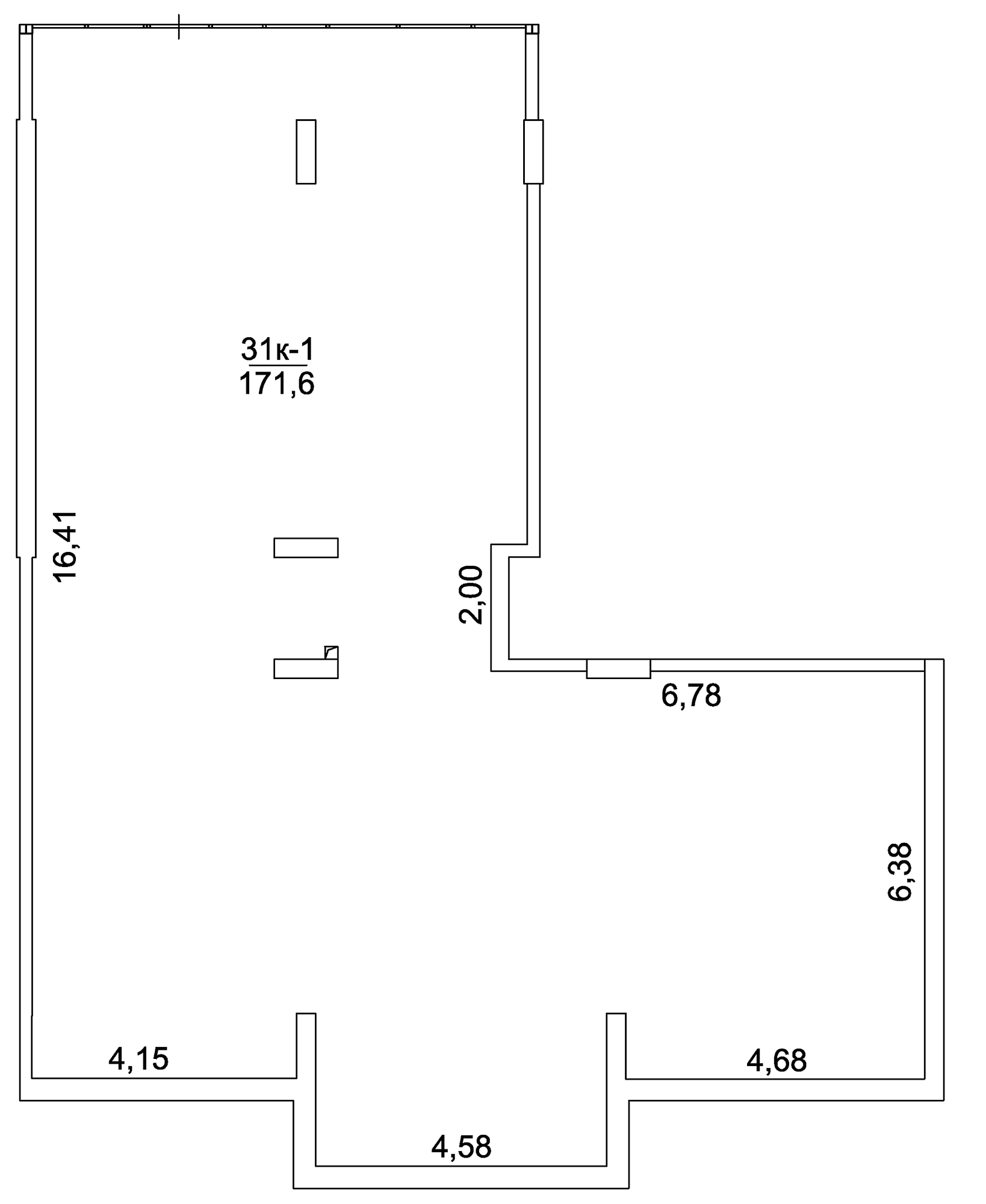 Планировка Коммерческие площей 171.6м2, AB-03-01/Т0002.