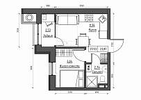 Планировка 1-к квартира площей 23.87м2, KS-011-04/0001.