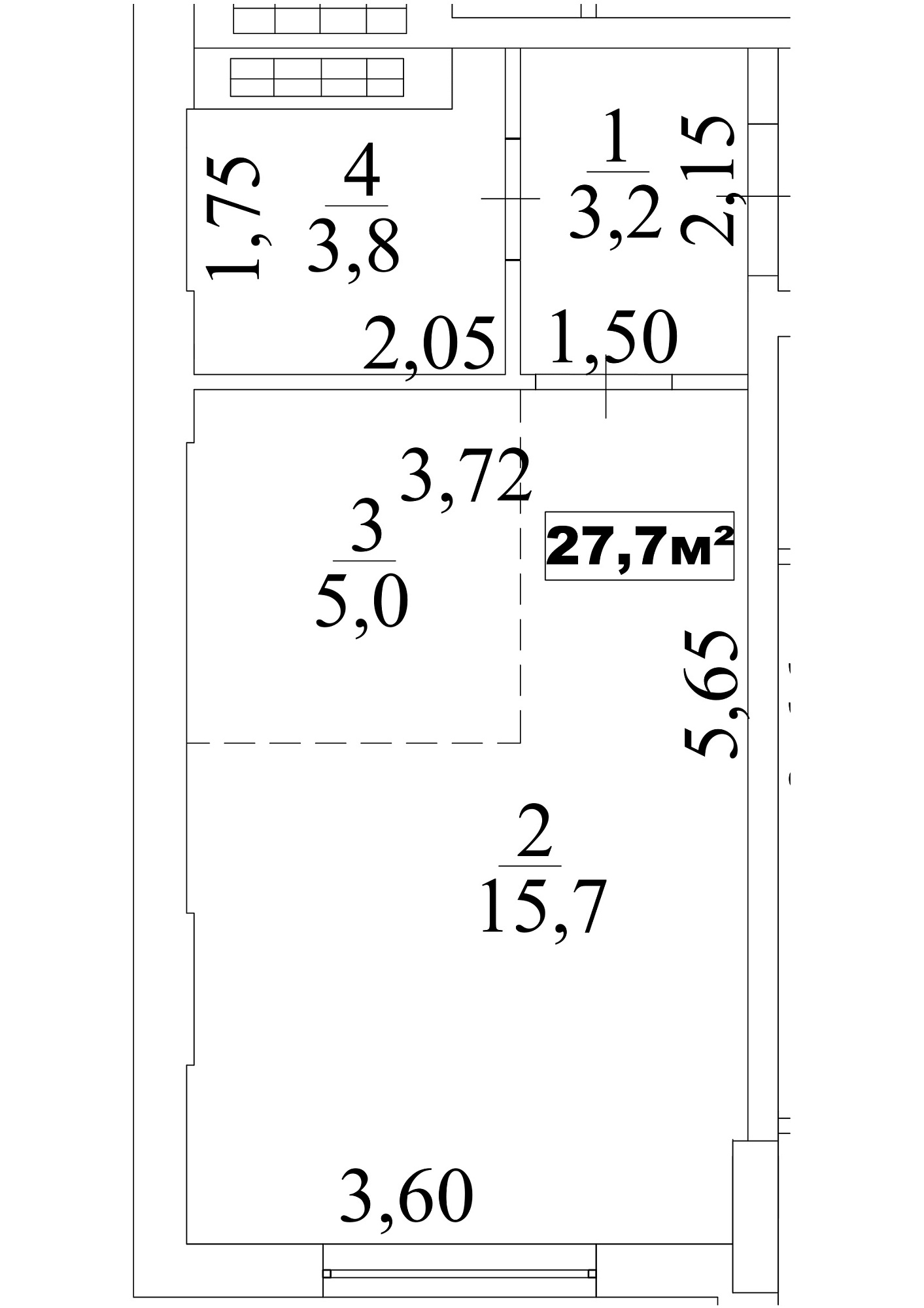 Планування Smart-квартира площею 27.7м2, AB-10-01/0003а.