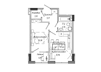 Планировка 1-к квартира площей 37.24м2, AB-20-01/00014.