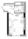 Планування Smart-квартира площею 22.47м2, AB-21-14/00118.