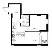 Планування 1-к квартира площею 38.35м2, 9a56b90a-f413-11ea-ba9c-00155d42e31d.