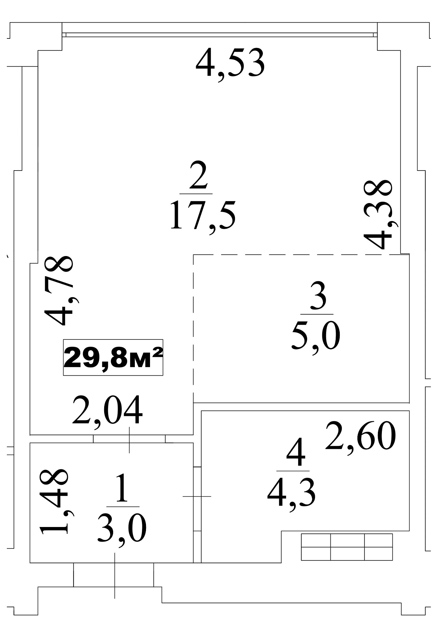 Планування Smart-квартира площею 29.8м2, AB-10-07/00059.