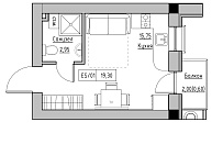 Планування Smart-квартира площею 19.3м2, KS-010-05/0013.