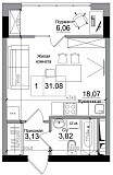 Planning Smart flats area 31.08m2, AB-15-01/00008.