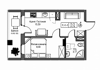 Планування 1-к квартира площею 29.78м2, UM-004-04/0002.