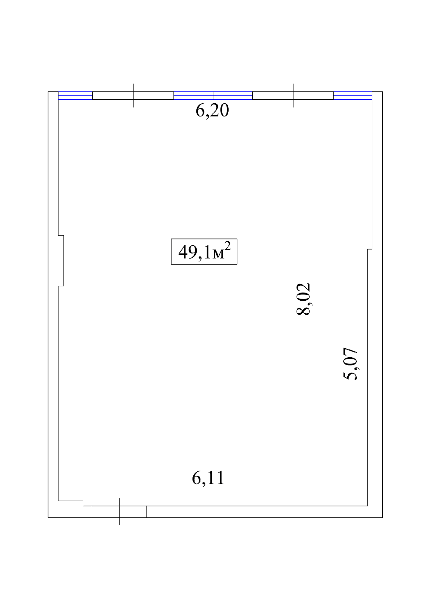Планировка Коммерческие площей 49.1м2, AB-01-01/Т005б.