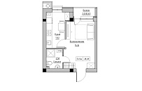 Планування 1-к квартира площею 27.55м2, KS-010-05/0007.