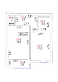 Planning 1-rm flats area 40.8m2, AB-01-06/00052.