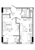 Планування 1-к квартира площею 36.66м2, AB-21-02/00020.