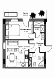 Планування 1-к квартира площею 38.09м2, UM-004-04/0016.