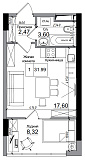 Планування Smart-квартира площею 31.99м2, AB-14-08/00001.