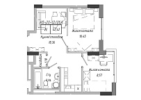 Planning 2-rm flats area 42.85m2, AB-20-12/0006а.