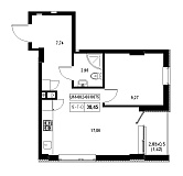 Планування 1-к квартира площею 38.45м2, 9a56b942-f413-11ea-ba9c-00155d42e31d.