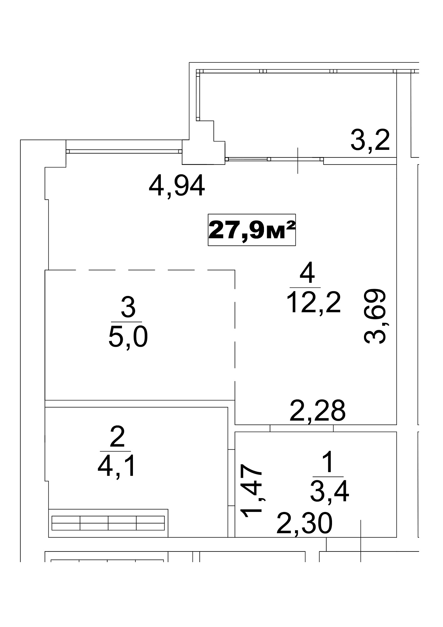Planning Smart flats area 27.9m2, AB-13-02/0009б.