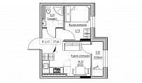Планування 1-к квартира площею 27.04м2, KS-025-06/0001.