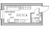 Планування Smart-квартира площею 17.01м2, KS-015-05/0002.