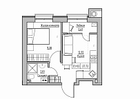 Планировка 1-к квартира площей 27.72м2, KS-012-01/0001.