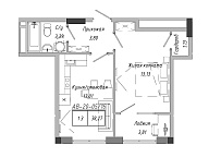 Планування 1-к квартира площею 38.79м2, AB-20-05/00016.
