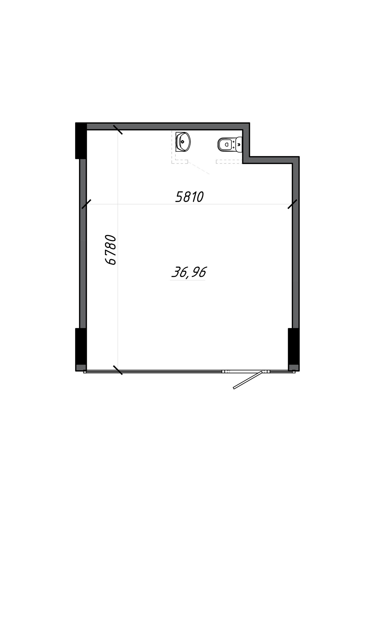 Planning Commercial premises area 39.2m2, AB-21-м1/Т0005.