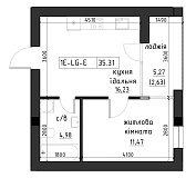 Planning 1-rm flats area 35.31m2, LR-002-05/0003.