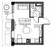 Планування Smart-квартира площею 22.83м2, UM-002-08/0077.
