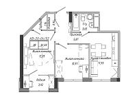 Планування 2-к квартира площею 50.33м2, AB-20-04/00002.