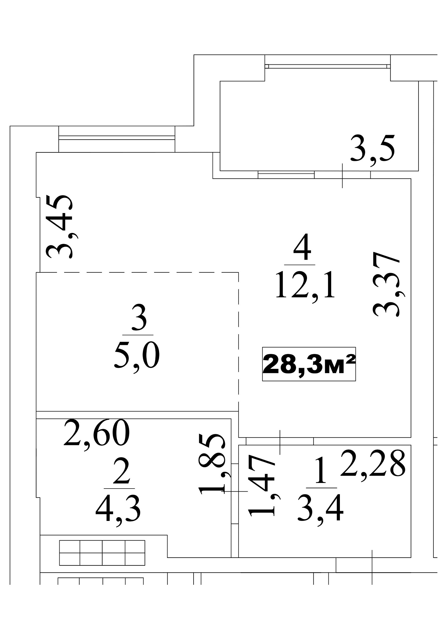 Planning Smart flats area 28.3m2, AB-10-08/0066б.