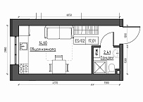 Планировка Smart-квартира площей 17.02м2, KS-011-04/0002.