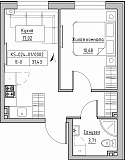 Планировка 1-к квартира площей 31.43м2, KS-024-01/0002.