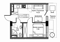 Планування 1-к квартира площею 27.32м2, UM-003-11/0114.
