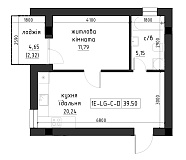 Планування 2-к квартира площею 39.51м2, LR-002-04/0006.