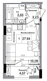 Планування Smart-квартира площею 27.84м2, AB-11-09/00004.