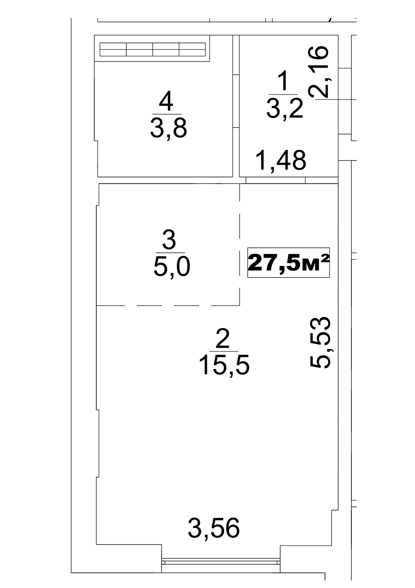 Планування Smart-квартира площею 26.7м2, AB-13-08/0063а.