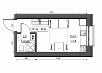 Planning Smart flats area 17.09m2, KS-012-01/0014.