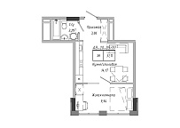 Планування 1-к квартира площею 30.28м2, AB-20-09/00001.
