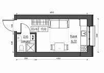 Планування Smart-квартира площею 17.02м2, KS-012-02/0014.