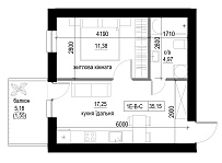 Planning 1-rm flats area 35.15m2, LR-004-02/0002.