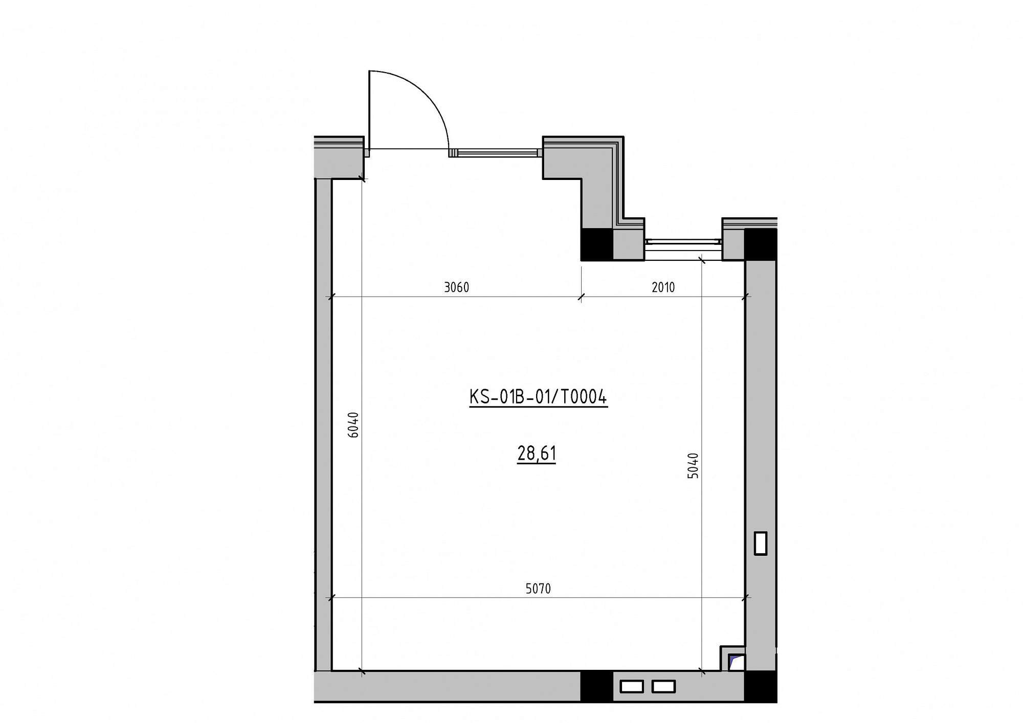 Planning Commercial premises area 28.61m2, KS-01B-01/Т004.