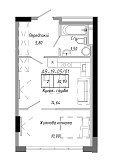 Планування 1-к квартира площею 34.93м2, AB-19-05/00001.