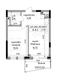 Планировка 1-к квартира площей 39.81м2, LR-002-05/0031.