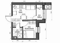 Планування 1-к квартира площею 23.88м2, KS-012-05/0018.