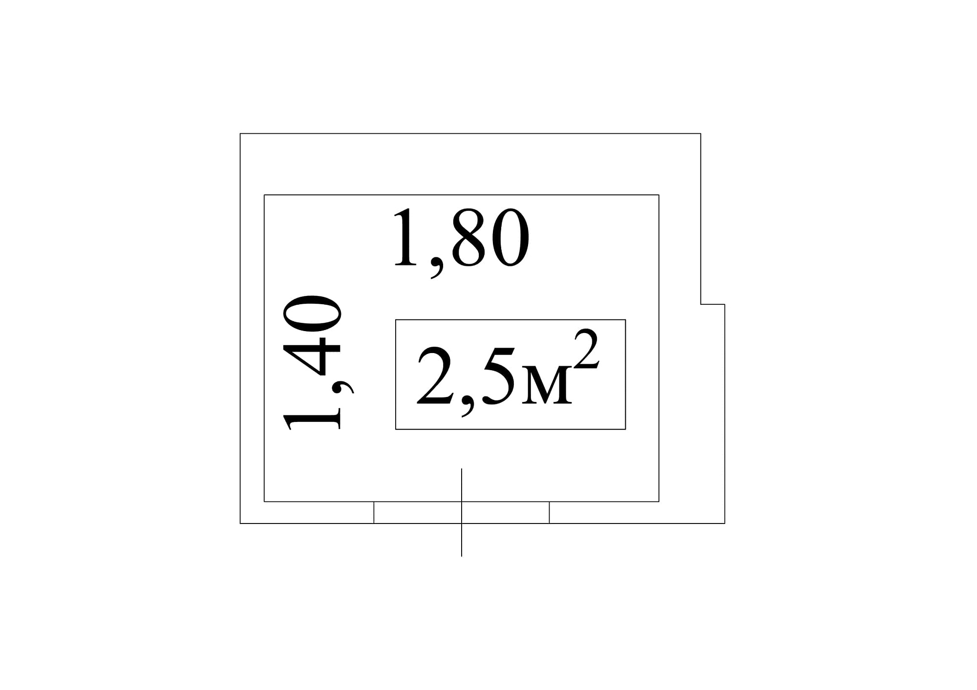 Планування Комора площею 2.5м2, AB-01-м1/К0040.
