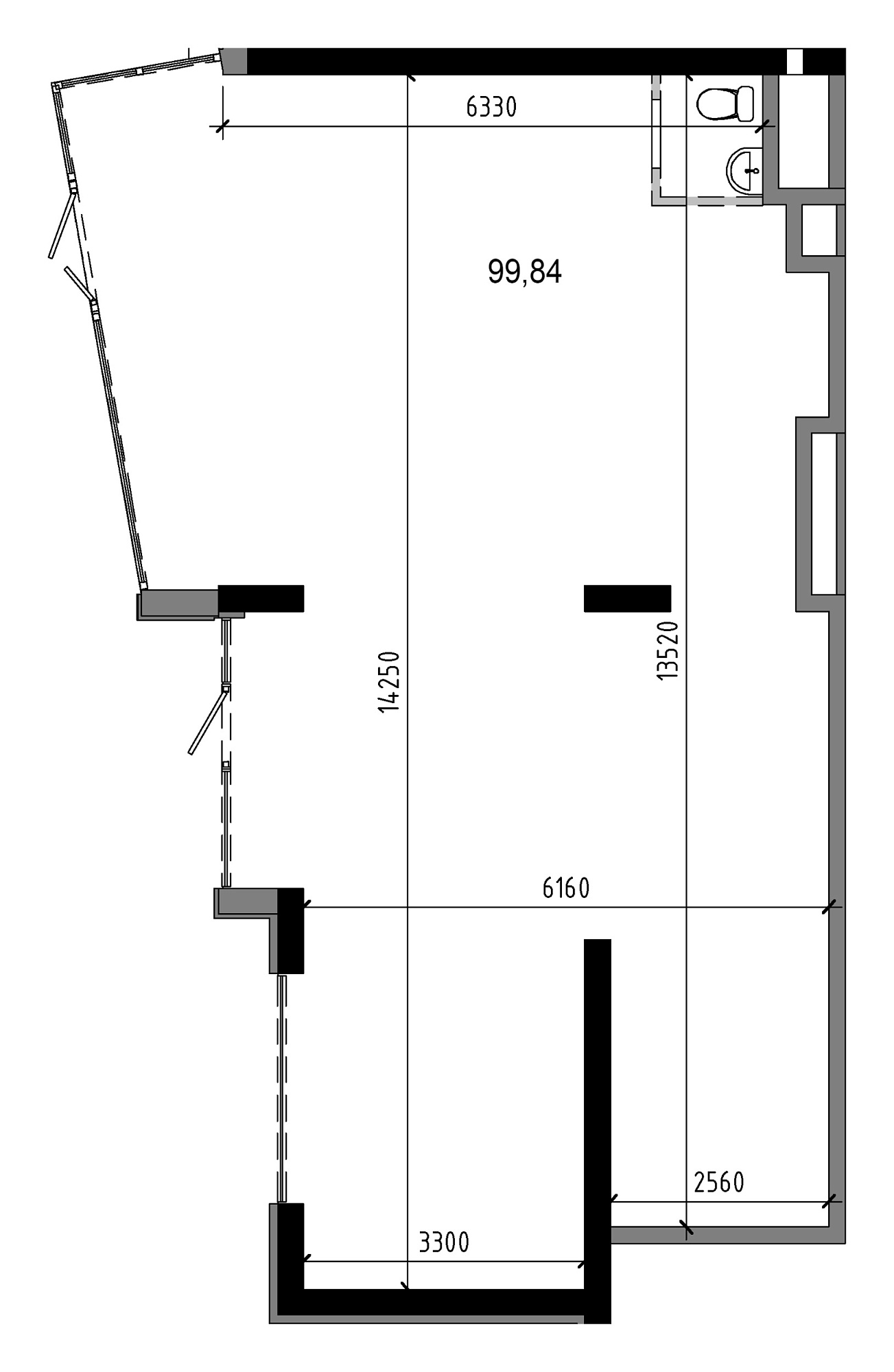 Planning Commercial premises area m2, AB-20-м1/Т0001.