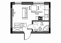 Planning Smart flats area 19.14m2, UM-003-04/0033.